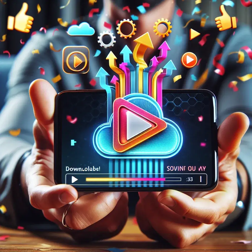 "Imagen de una pantalla de smartphone mostrando un video de TikTok siendo descargado con un descargador de videos, representando la guía completa para guardar contenido favorito en TikTok."